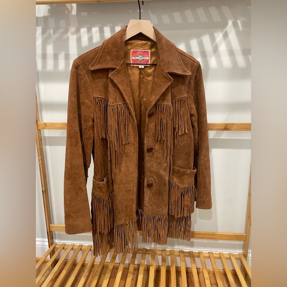 Vintage Brown Fringe Suede Leather Jacket